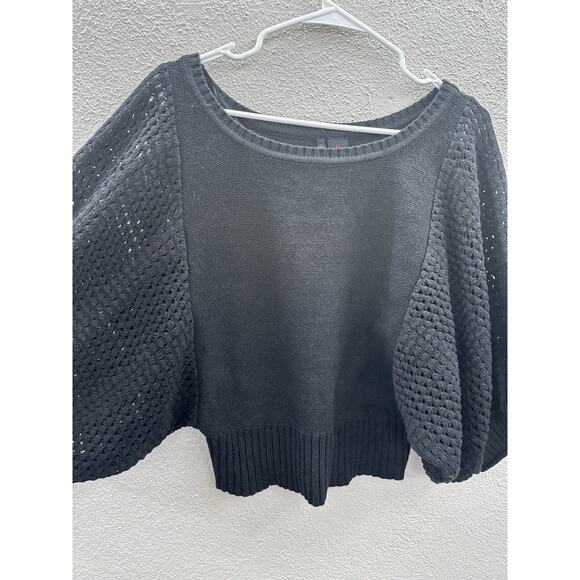 Heart-n-crush Womens Sweater Size Medium Black Open Knit Arms - Picture 3 of 14